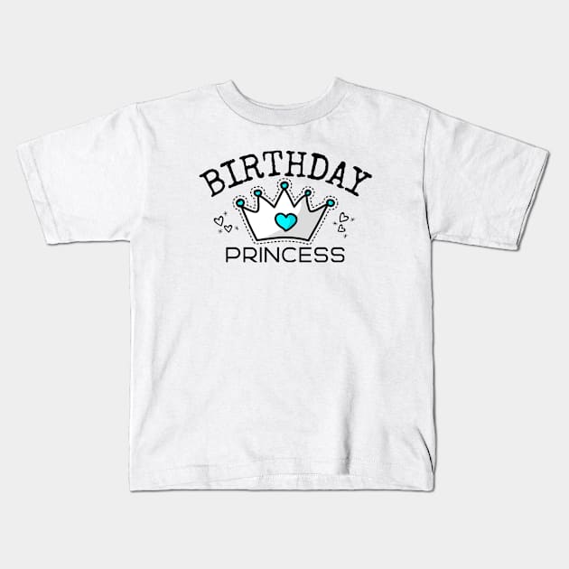 Birthday Princess Kids T-Shirt by Mountain Morning Graphics